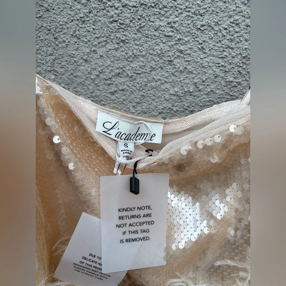 L’ Academie by Marianna Ceci Sequin Cami in Blush Nude New With Tags! - Picture 6 of 9